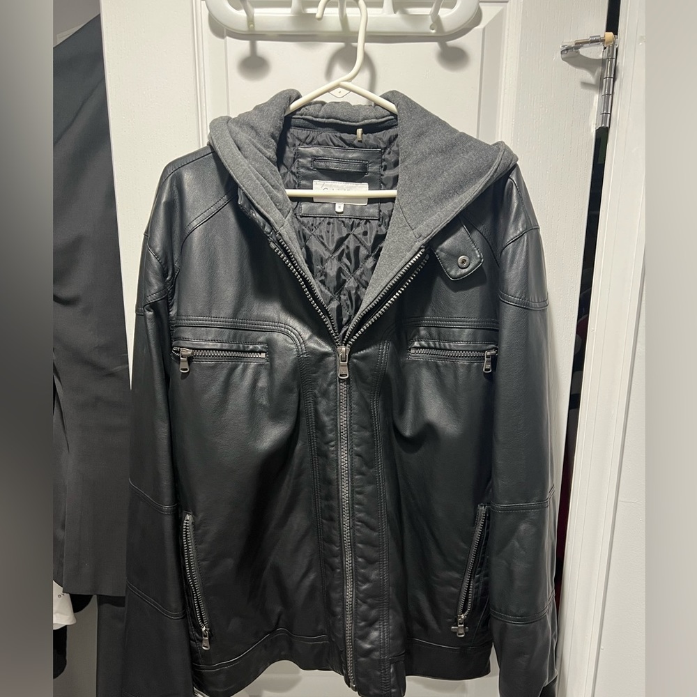 Calvin jacket with grey hoodie